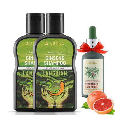ABERA High-Performance Anti-Dandruff Shampoo with Langbian Ginseng Extract, Sulfate Free Paraben Free, 5,07 Fl Oz 2 Box Free 1 Hair Growth Serum