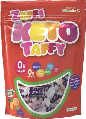 Zollipops KETO Taffy 5oz Resealable Pouch - Sugar-Free, Low-Carb Chewy Treats for Satisfying and Delicious Snacking