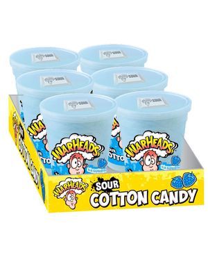 Warheads Sour Cotton Candy 6-Pack (1.57 oz) - Warheads Candy Blue Raz CottonCandy with Sour Candy Flavor Packet for Customizable Sour Experience - Hard Candy with Blue Cotton Candy