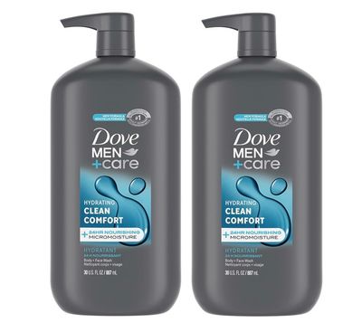 Dove MenCare Body and Face Wash Hydrating Clean Comfort Body Wash for Men with 24-Hour Nourishing Micromoisture Technology, 30 oz. 2pack