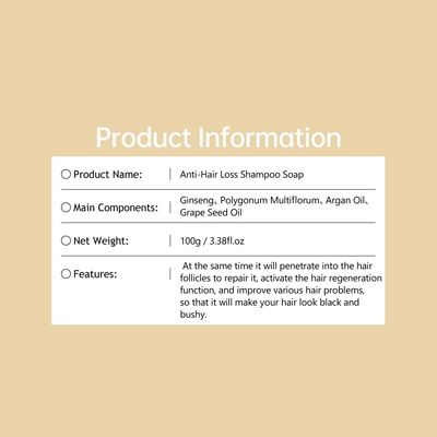 DISAAR BEAUTY Shampoo Soap Anti Hair Loss Promote Hair Growth Ginger Coconut Oil Rosemary Extract Hair Care 100g 3.38fl.oz