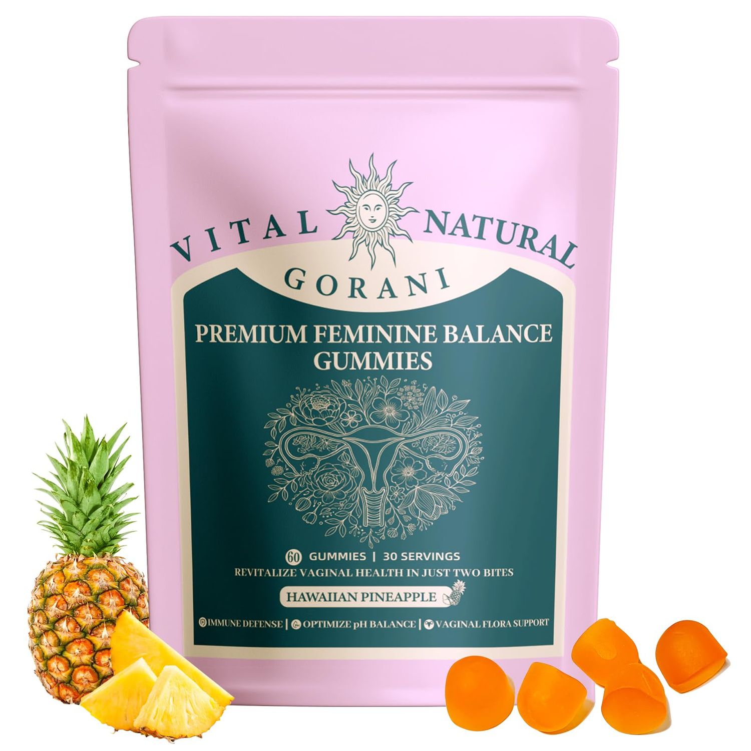 Gorani Feminine Balance Gummies - Probiotic Support for Womens Intimate Health, Premium Balance Gummies, pH Balance Immune Boost - Vegan Low Sugar