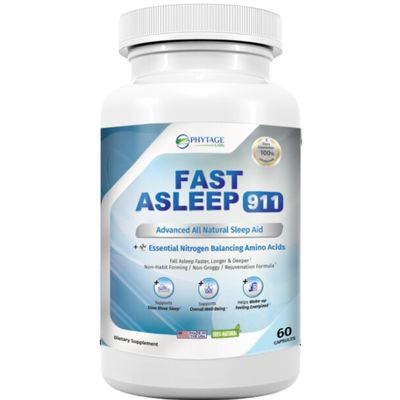 Phytage Labs Fast Asleep 911 - Natural Sleep Aid with Melatonin, and Goji Berries for Deep Restful Sleep - 60 Capsules