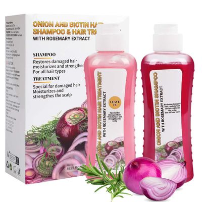 Onion Biotin and Rosemary Shampoo and Treatment Set(248ML2),Silicone Shampoo and Treatment for All Hair Types Conditioner Hair Care