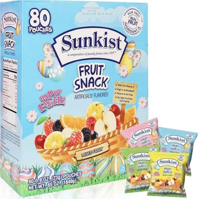 Assorted Easter Mixed Fruit Snacks - Bulk Variety Pack (80 Count) - Soft Chewy Fruit Bites - 100 Vitamin C - No High Fructose Corn Syrup - Peanut Fat-Free
