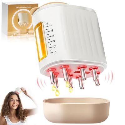 2 in 1 Hair Oiling ApplicatorScalp Oil Applicator,Electric Hair Oil Applicator for Hair Growth,Oil Massager for Scalp,Oil Dispenser with Bruhes (Yellow)