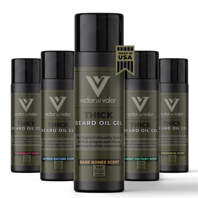 Thick Beard Oil Gel - High Viscosity Formula Helps Style and Control Your Beard or Mustache - Moisturizing Oils Conditions (Bare Bones Unscented - 3oz)