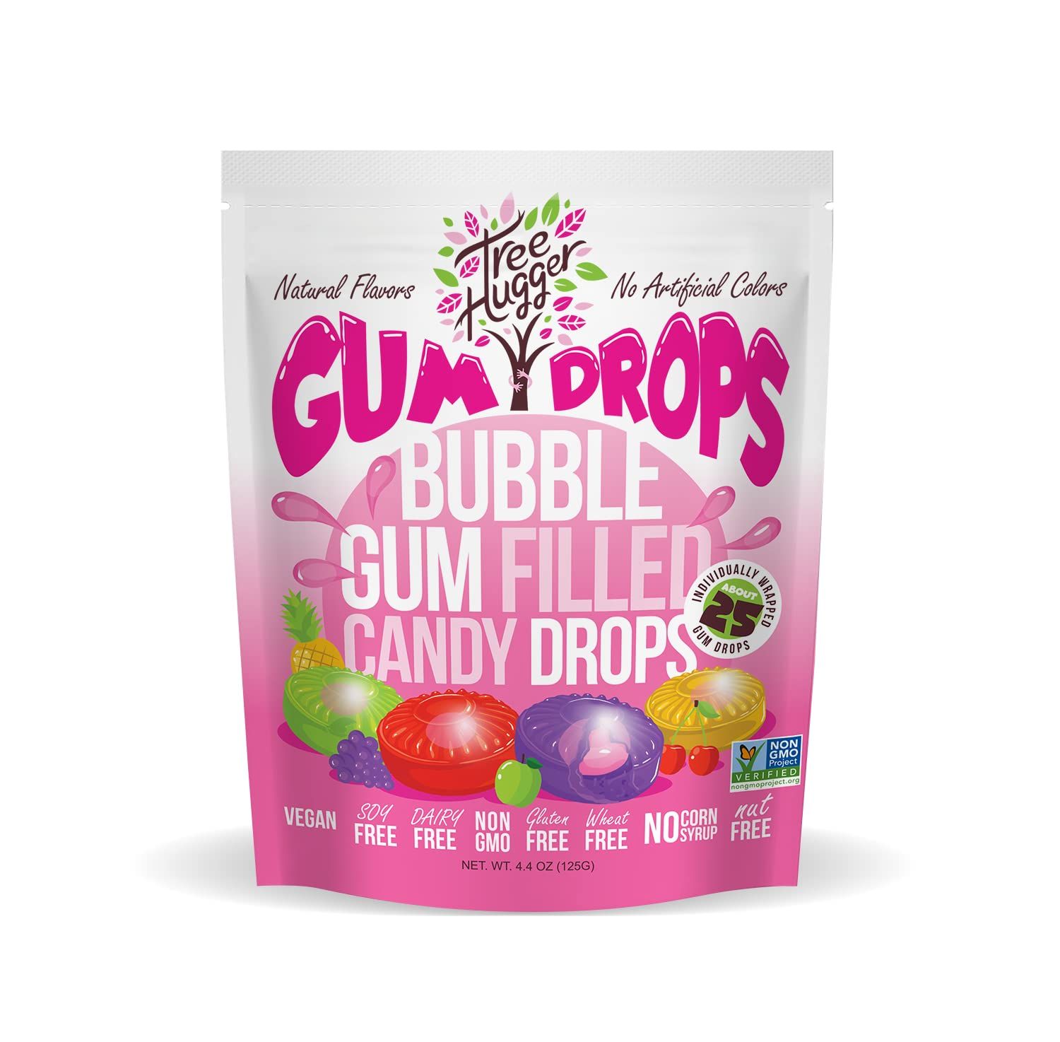 Tree Hugger Bubble Gum Filled Candy Drops, 1 Count (Pack of 12), 4.4 ounces