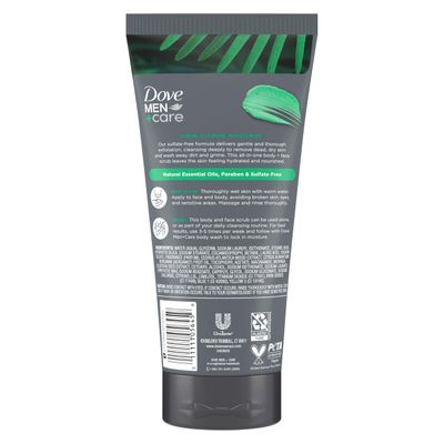 Dove MenCare Body and Face Scrub Costal Cedar Deeply Exfoliates for Hydrated Nourished Skin Gentle Cleanser, No Sulfate Cleansers or Parabens, 98 Biodegradable Formula 9 oz