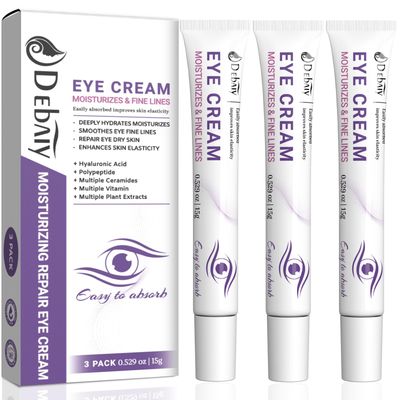 DEBAIY 3 Pack Eye Cream Hydrating Repairing with Hyaluronic Acid Peptides - Moisturizes, Smooths Fine Lines, Enhances Elasticity (Each 0.529oz 15g)