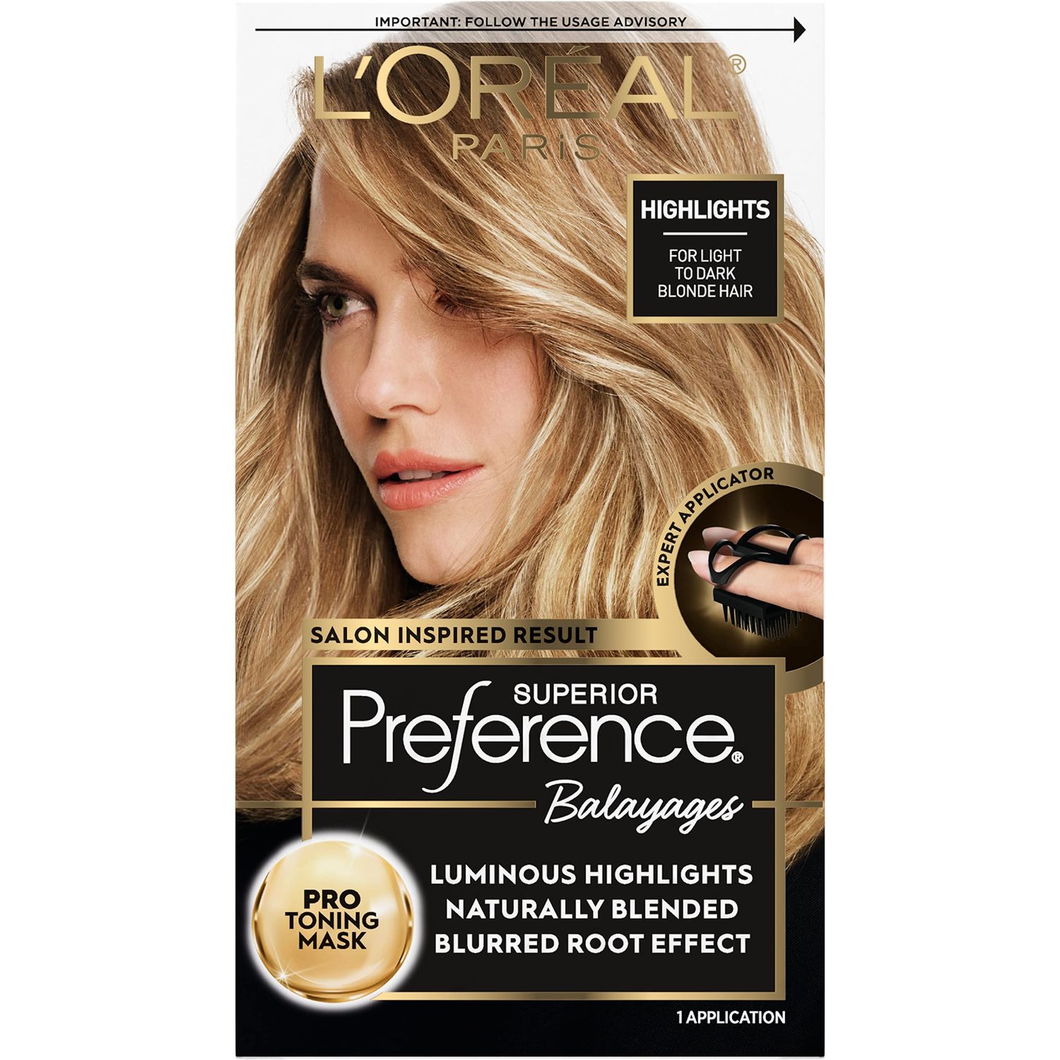 LOreal Paris Superior Preference Balayage Kit, Hair Dye for At-Home Highlighting with Pro Toning Mask, Light to Dark Blonde, 1 Kit