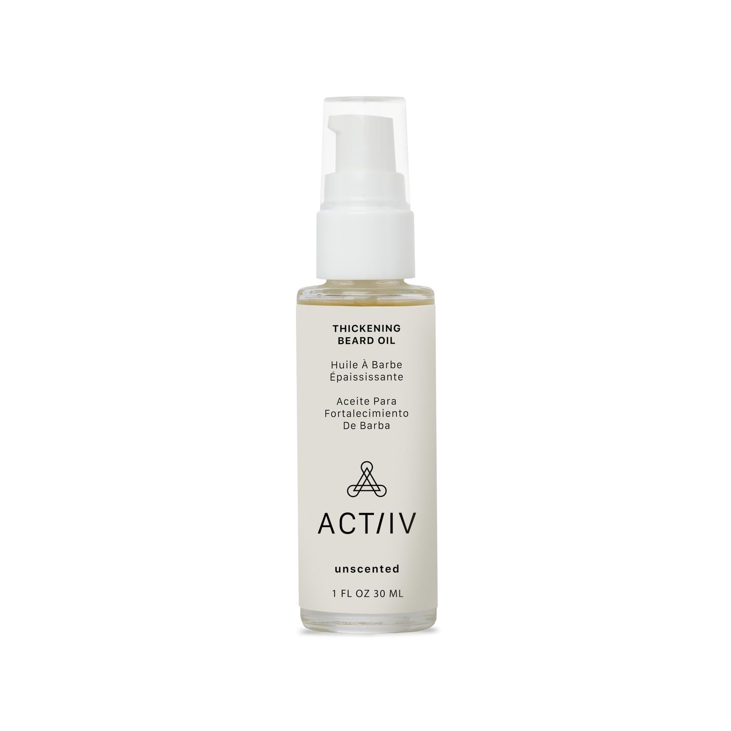 ACTIIV Thickening Beard Oil (Unscented) Promotes Thicker Fuller Beard Growth, Nourishes Softens Facial Hair, Lightweight Non-Greasy Formula, Vegan, Plant-Based, All Beard Types, 30 mL 1 oz
