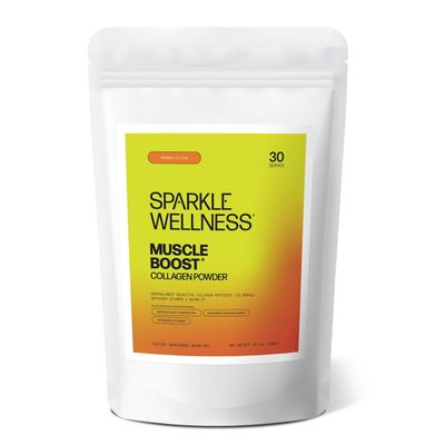 Sparkle Wellness Muscle Boost (Orange) 30-Serves Collagen Supplement Powder with Hydrolyzed BODYBALANCE Collagen Peptides Buffered Vitamin C Improves Body Composition