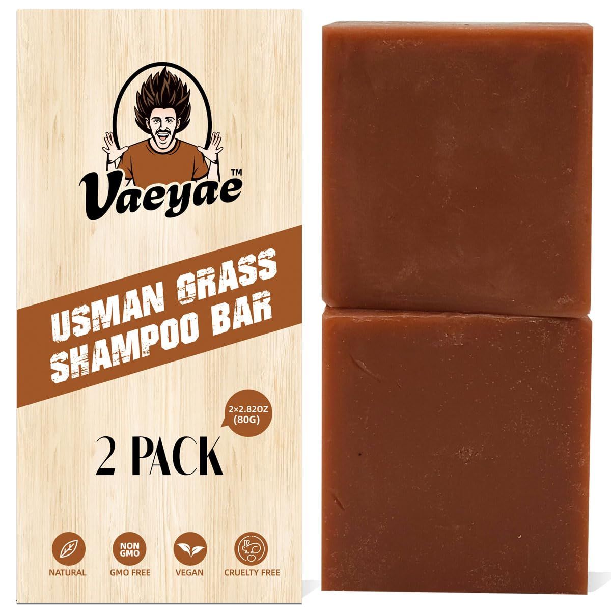 VAEYAE Usman Grass Dark Solid Shampoo Bar For Hair Growth Darking, Gray Hair Loss Thinning Reverse Products, Thicker Fuller Regrowth Conditioner Usma Soap, Nourish Men Women Scalp 2pcs