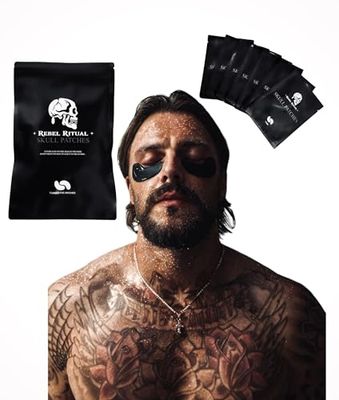 Rebel Ritual Under Eye Patch: men&#39;s under eye patch, brightens under eyes, anti-aging, collagen, charcoal, sea moss, Vitamins A, C, E, K, reduces puffiness, moisturizes, all skin types