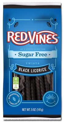 Red Vines Sugar Free Black Licorice, Soft Chewy Candy Twists, 5oz Bags (12 Pack)