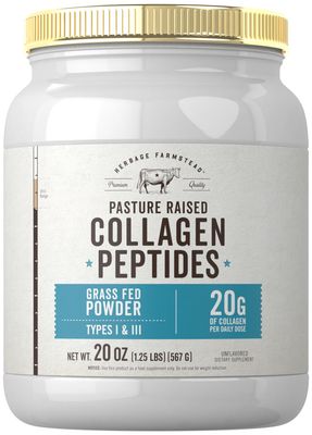 Carlyle Grass Fed Collagen Peptides Powder 20oz Unflavored Pasture Raised Types I III 20g of Collagen Per Daily Dose Non-GMO, Gluten Free by Herbage Farmstead