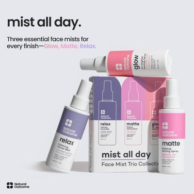 natural outcome Face Mist Trio Collection - Hydrating Facial Mist Spray for Glowing Skin - Rosewater, Lavender Hyaluronic Acid - Makeup Setting Refreshing Face Spray Mist