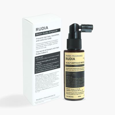 Biotin collagen hair ampoule spray for scalp care and volumizing hair. Serum for preventing hair loss, thick growth, nourishes scalp. Cooling down scalp 1.7 fl.oz
