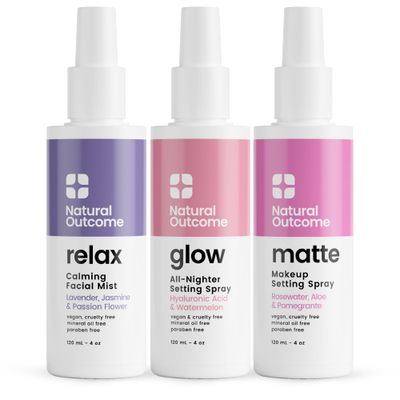 natural outcome Face Mist Trio Collection - Hydrating Facial Mist Spray for Glowing Skin - Rosewater, Lavender Hyaluronic Acid - Makeup Setting Refreshing Face Spray Mist