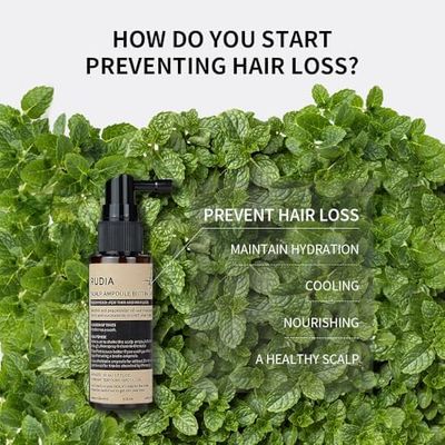 Biotin collagen hair ampoule spray for scalp care and volumizing hair. Serum for preventing hair loss, thick growth, nourishes scalp. Cooling down scalp 1.7 fl.oz