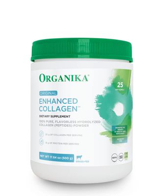 Organika Enhanced Hydrolyzed Collagen Peptides Powder: Easy Absorption Unflavored Collagen Powder for Skin, Hair, Nails, Joints, Muscles, Gut - Keto, GMO-Free, Grass-Fed - 25 Day Supply