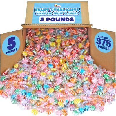 Fruit Flavored Starlights Candies - 5 Pounds - Assorted Flavors Hard Candy - Individually Wrapped Suckers - Colorful Treats for Candy Buffet, Offices