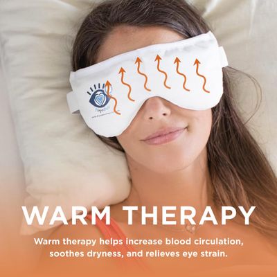 Heyedrate Heated Eye Mask - Soothing Warm Cold Compress for Temporary Relief of Irritated Eyes, Dryness, Crusty Eyelids, Eyelid Bumps - Reusable, White, Silica Bead, Therapy Mask