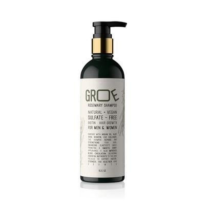 GROE ROSEMARY Anti-Thinning Biotin Hair Growth Shampoo (16.6oz) Natural Vegan, Sulfate-Free, CLINICALLY TESTED Effective Results, Women Men