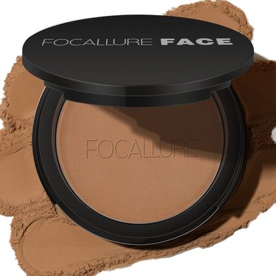 FOCALLURE Flawless Pressed Powder, Control Shine Smooth Complexion, Pressed Setting Powder Foundation Makeup, Portable Face Powder Compact, Long-Lasting Matte Finish, Almond