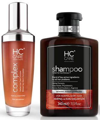 HC Care COMPLEX 100 Herbal Hair Serum and Normal Dry Hair Shampoo Set - Hair Strengthening, Nourishing Serum for Damaged, Dry Hair - Hydrating Hair Care - Hair Regrowth Treatment