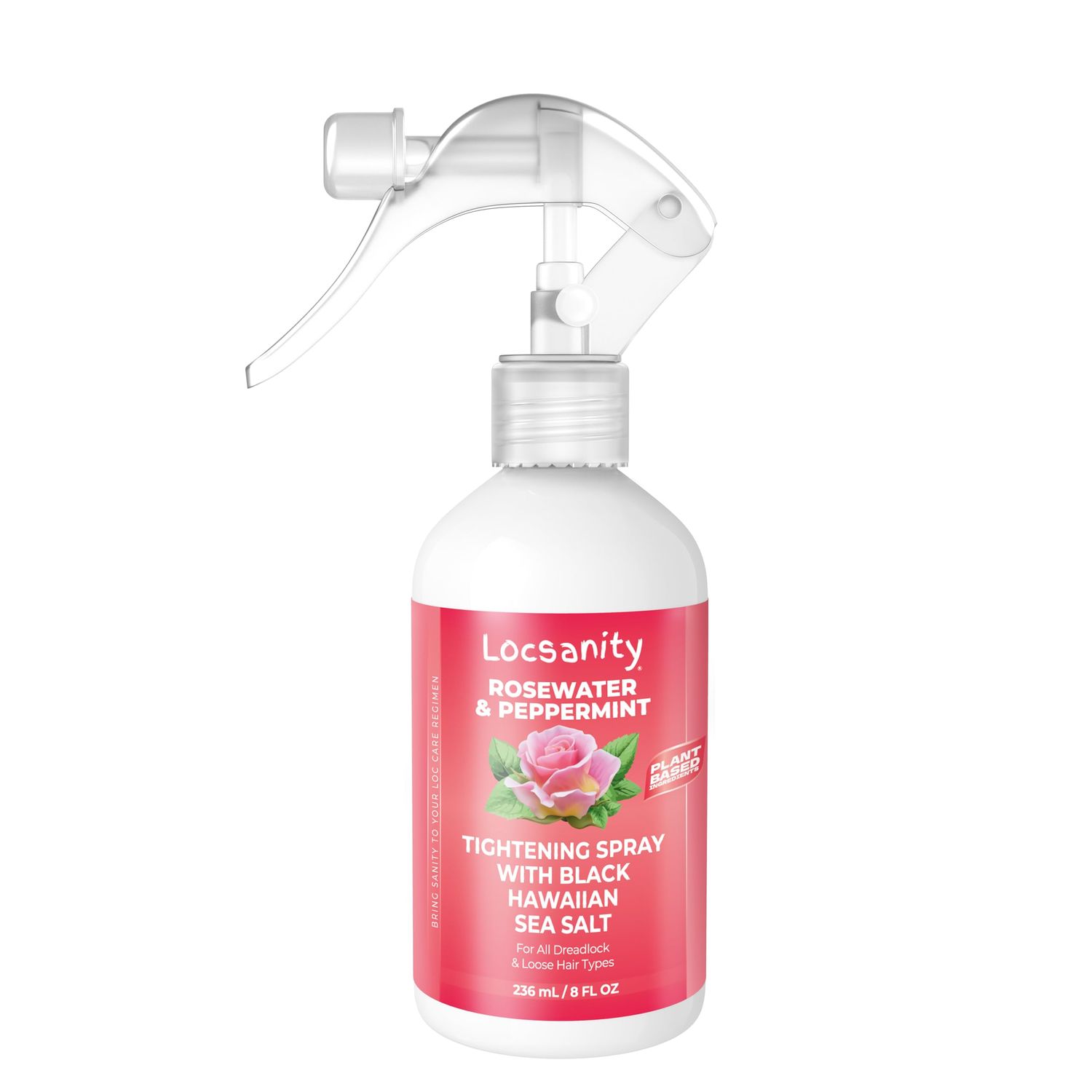Locsanity Rosewater Peppermint Moisturizing, Tightening, Rolling Spray wBlack Hawaiian Sea Salt Dreadlock Locs