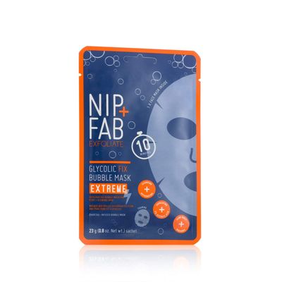 NipFab Glycolic Acid Fix Extreme Bubble Sheet Mask for Face with 2 Glycolic Acid, Hyaluronic Acid and Charcoal, Exfoliating Resurfacing AHA Cleansing Facial Mask, 23 Gram