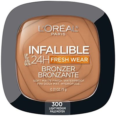 L&#39;Oreal Paris Infallible Up to 24H Fresh Wear Soft Matte Longwear Bronzer. Waterproof, heatproof, Transfer, humidity and sweatproof, Light Medium, 0.31 oz