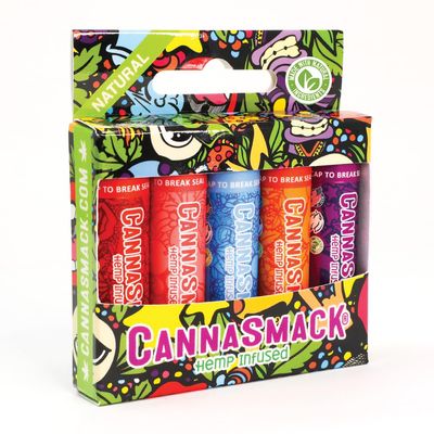 CannaSmack Natural Hemp Lip Balm - Sooth, Protect, Moisturize Your Lips. 5 Flavors - Mango, Tropical, Peach, Berry, Cherry - Beeswax, Hemp Seed Oil, Coconut Oil, Vitamin E - Cruelty Free