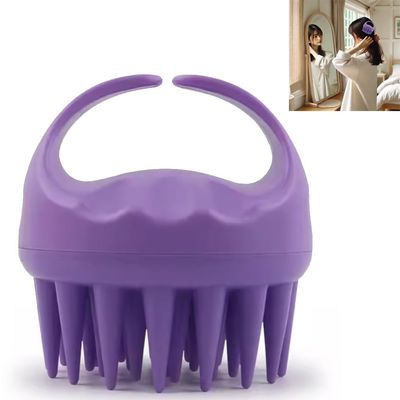 Silicone Scalp Scrubber Shampoo Brush - Ergonomic Massager for Hair Growth Dandruff Removal, Soft Bristle Scalp Exfoliator for All Hair TypesPurple