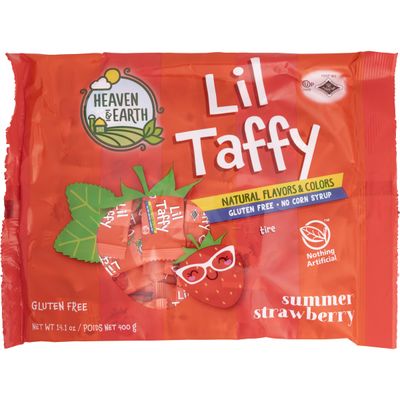 Heaven Earth Lil Taffy Strawberry (Approx. 40 Count) Dye Free Candy No High Fructose Corn Syrup Gluten Free Nothing Artificial Kosher for Passover
