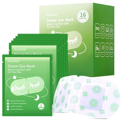16Packs Steam Eye Mask for Dry Eyes, Self Heating Eye Mask for Relief Eye Fatigue Sleep, Disposable Moist Heating Compress Pads Travel Essentials Spa Gifts for Women Men Birthday Christmas Valentines