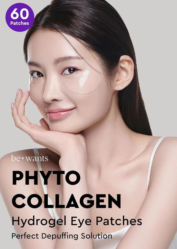Bewants under eye patches for puffy eyes, Korean under eye mask with vegan collagen and 71.9 bamboo water, patches for dark circles and Cooling, 60 pieces
