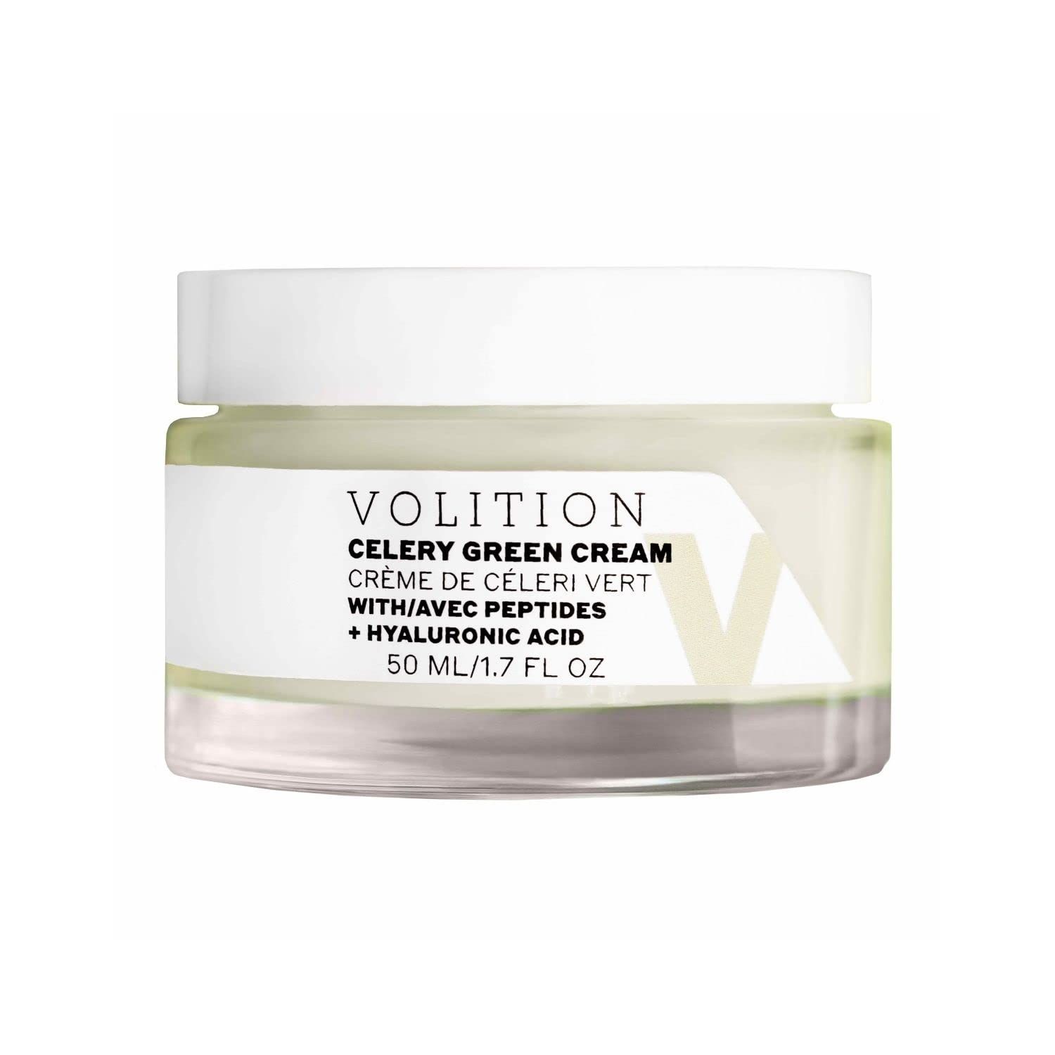 Volition Beauty Celery Green Cream with Peptides Hyaluronic Acid Lightweight Oil-Free Facial Moisturizer Minimizes Pores, Improves Firmness Visibly Reduces Lines Wrinkles