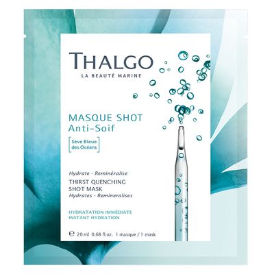 THALGO THALGO Marine Skincare, Thirst Quenching Shot Mask, Blue Ocean Sap and Hyaluronic Acid Face Mask, 1-Mask, 20ml, 0.68 fl. oz.