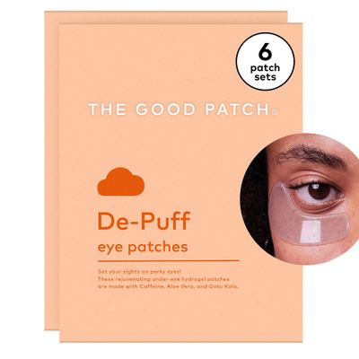 The Good Patch De-Puff Cooling Hydrogel Under Eye Patches for Puffy Eyes and Under Eye Bags, Made with Caffeine, Aloe Vera, Gotu Kola, Clinically Proven (6 Total Patch Sets)
