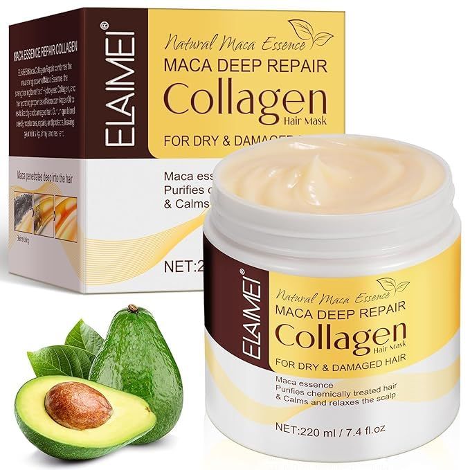 ALPAIS Collagen Hair Treatment Mask, Deep Repair Conditioning Hair Mask with Collagen, Maca, Avocado Oil for All Hair Types, 7.4 FL OZ