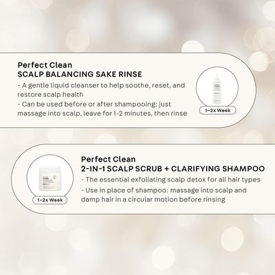 NATURELAB. TOKYO Perfect Clean Clarifying Scalp Scrub 2-in-1 Shampoo and Scalp Scrub Hair Treatment (8.1 oz) Perfect Clean Scalp Balancing Sake Rinse (7 oz)