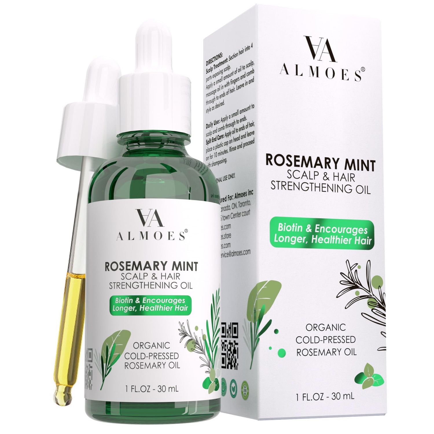 ALMOES Rosemary Oil,Pure Essential for All Hair, Mint Scalp Hair Strengthening Oil,1 Fl Oz