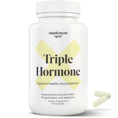 Supplement Spot - Natural Mood Balance Supplement wMelatonin, DHEA Pregnenolone - Formulated to Increase Energy in Men Women (60 Capsules)