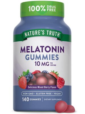 Nature&#39;s Truth Melatonin Gummies 10mg 140 Count Berry Flavor Vegan, Non-GMO Gluten Free Supplement for Adults