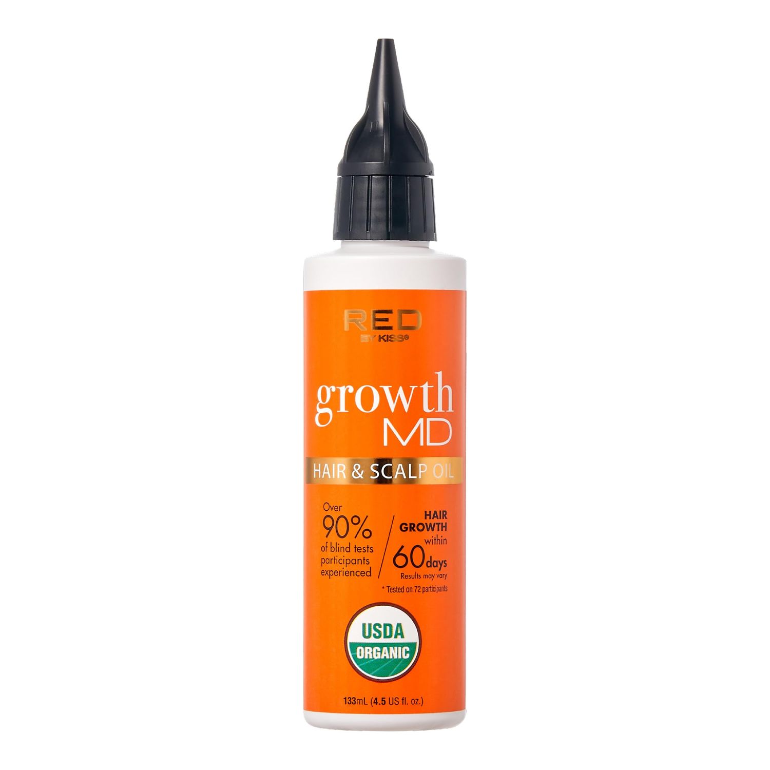 Red by Kiss Growth MD Hair Scalp Oil, Nourishing, Strengthening, Thickening, Hydrating, 4.5 fl.oz., Made with 100 Natural Ingredients, USDA Certified Organic Oils, Non-GMO