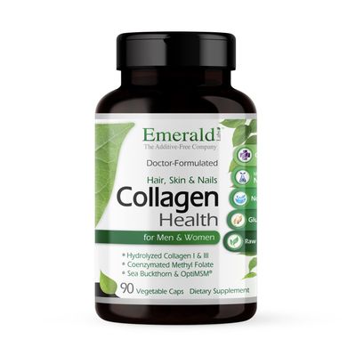 EMERALD LABS Collagen Health - Hydrolyzed Collagen for Healthy Hair, Skin Nails with Saw Palmetto Beta-Sitosterol - Also Supports Immune Adrenal Health - 90 Vegetable Capsules (30-Day Supply)