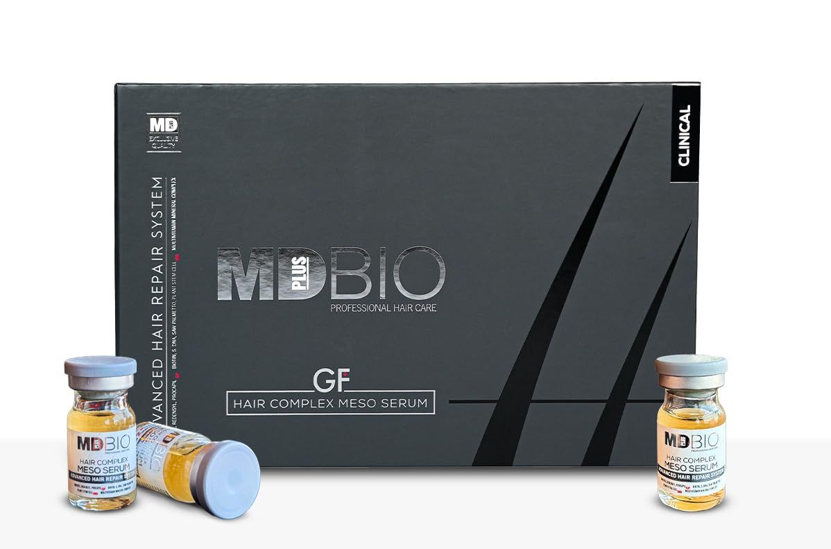 MD PLUS BIO Clinical Hair Regrowth Meso Complex Serum Kit - Strengthens Hair Roots and Promotes Hair Regrowth - Serum Set for Stronger, Thicker Longer Hair - 10 Pcs 6 ml Vials
